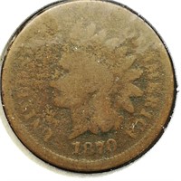 1870 Indian Head Penny 1c AG CoinSnap