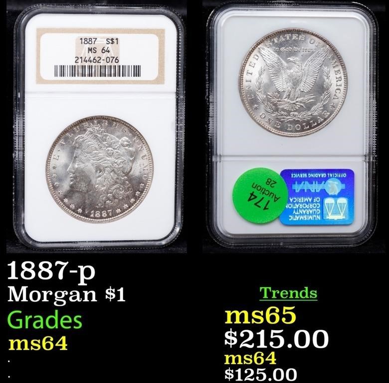 NGC 1887-p Morgan Dollar $1 Graded ms64 By NGC