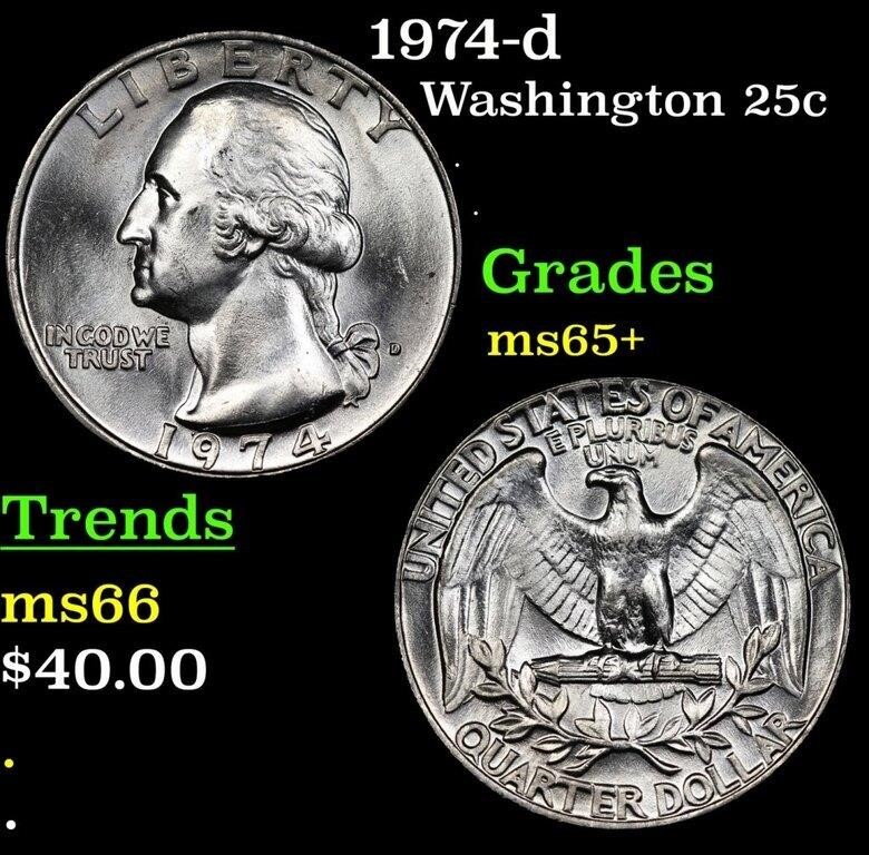 1974-d Washington Quarter 25c Grades GEM+ Unc