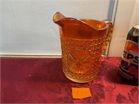 Vintage carnival Glas pitcher  6 inches tall