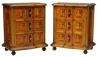 (2) DUTCH MARQUETRY BEDSIDE CABINETS