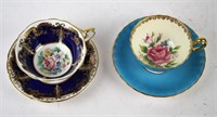 AYNSLEY AND PARAGON CUPS AND SAUCERS