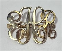 EHR Monogram Brooch Gold Tone VTG