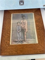 Two Harlequins Pablo Picasso Mission Oak Framed
