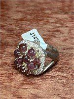 Peridot Cluster Purple Sphere Sterling .925 Ring