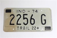 1974 Indiana Truck Licence Plate 2256G