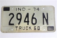 1974 Indiana Truck Licence Plate 2946N