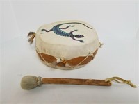 Signed "Lee" Native American Style Drum & Stick