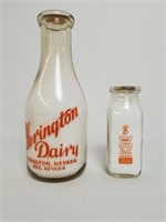 2 Vintage Yerington Dairy Milk Bottles