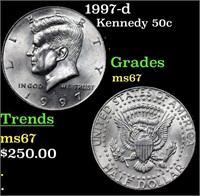 1997-d Kennedy Half Dollar 50c Grades GEM++ Unc