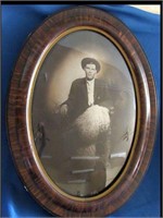 BUBBLE GLASS PICTURE OF COWBOY W/  WOOLY CHAPS W/
