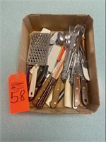 Assorted knives, stainless flatware