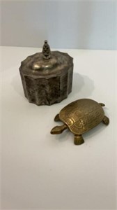 Solid Brass Turtle Keepsake + Godinger Trinket Box