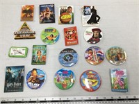 Lot of movie buttons