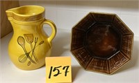 Los Angeles Pottery Pitcher and Brown Bowl