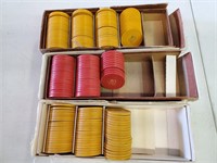 182 Vintage Yellow "MD" Clay Chips In Boxes