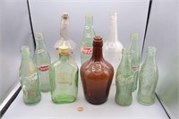 10 Vtg. Coca-Cola, Cheerwine, Crown Royal Bottles+