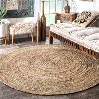 nuLOOM 7 Round Rigo Jute Hand Woven Area Rug,