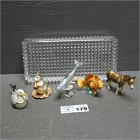Glass Tray & Jewelry Trinket Animal Boxes