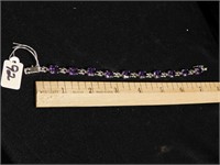 Amethyst Bracelet - 10 gem stones - 8" long -