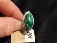 Sterling and Malachite Ring - Size 6.5