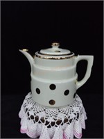 Hall's Cream and Gold Teapot