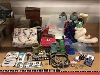 Glass lamps, fashion purses, Assorted household