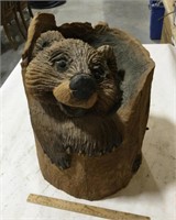 Wood carved bear - has crack in side see photo