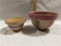 Hanging planter and pink and blue bands crock