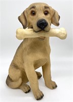 Dog With Bone Resin Sculpture