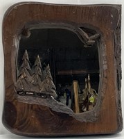 Handmade Carved Wood Rustic Wall Mirror