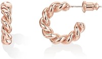 14k Gold-pl. Twisted Rope C-hoop Earrings
