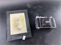 Lot of 2: Kodak film camera, and an old lithograph