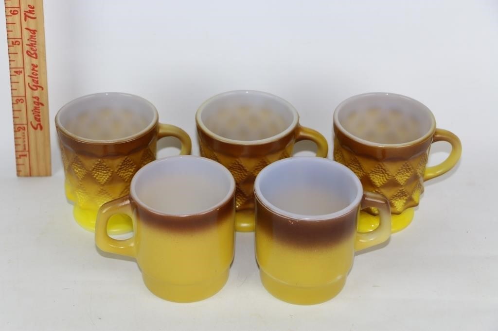 5 Vintage Fire King Coffee Cups