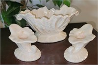 Pair of Candle Holders with matching bowl