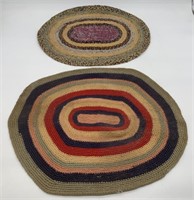 2 Miniature Braided,Crocheted Rugs