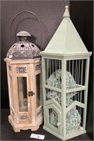 Decorative Wooden Lantern & Birdcage.