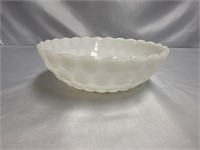 VINTAGE ANCHOR HOCKING MILK GLASS BUBBLE BOWL 8"