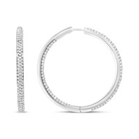 18k Gold Round 2.01ct Diamond Hoop Earrings