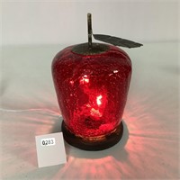 VNTG RED CRACKLE GLASS APPLE LAMP