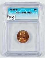 1939-D  Lincoln Cent   ICG MS-63 RD