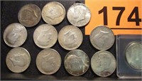 Coin Lot of 12 Kennedy Half-Dollars