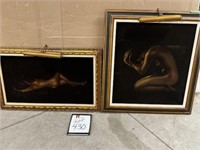 (2) Velvet Nude Nude Paintings