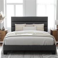 Allewie Queen Size Platform Bed Frame with Fabric