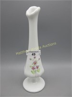 Fenton Violets in Snow 9" bud vase