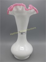 Fenton 9" Apple Blossom Crest ruffled vase