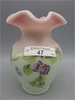 Fenton 5" hand painted burmese vase- Frank Fenton
