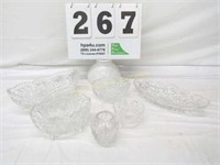 Lot of Clear Cut Glass - (6) Various Size Bowls