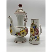 A Very Nice Floral Porcelain Teapot & Carafe