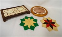 (4) Wooden & Wood Base Hot Plates